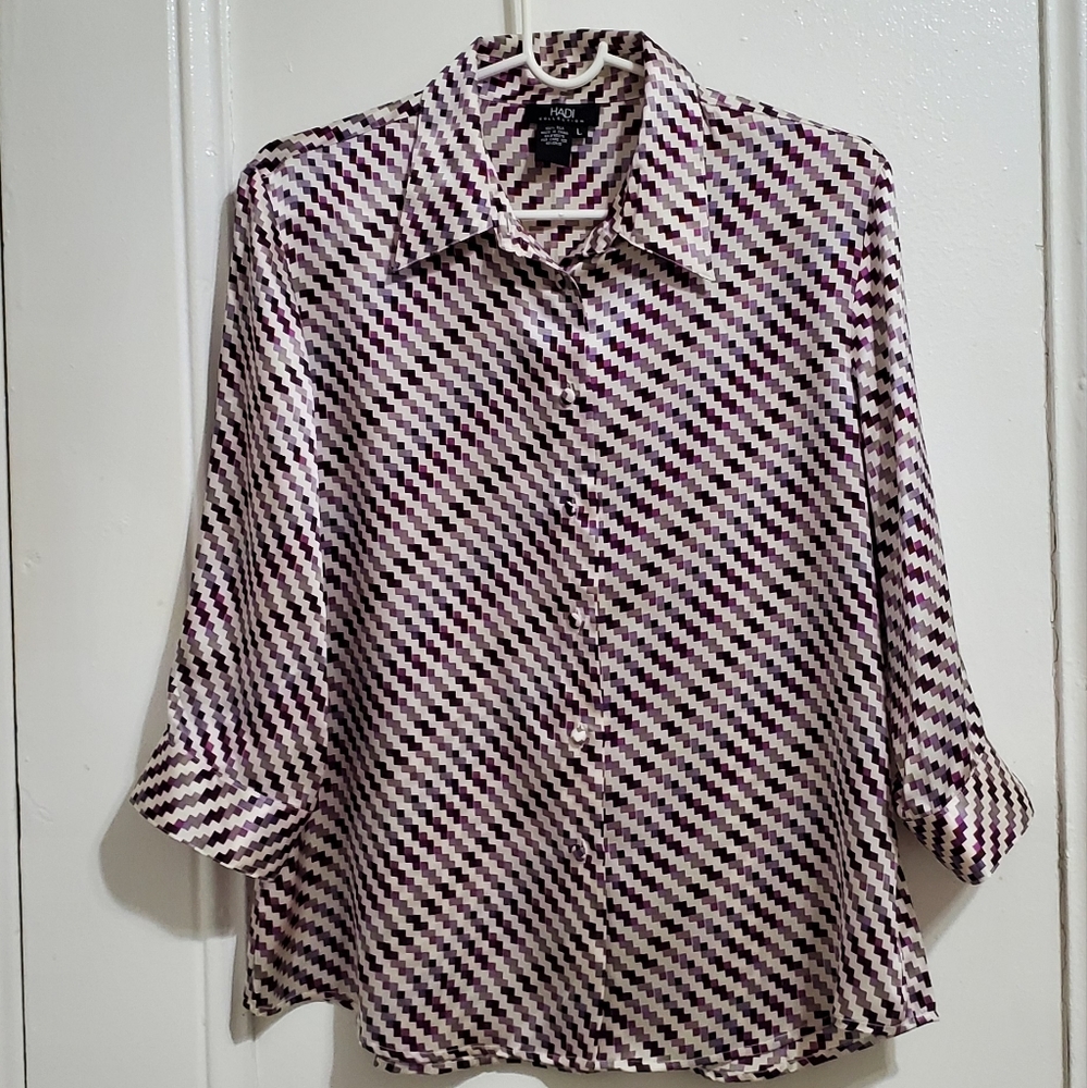 Hadi Collection silk blouse, sz L